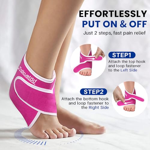 Ankle Ice Pack Wrap Reusable Gel Cold Compression for Foot Discomfort - color: Hot Pink