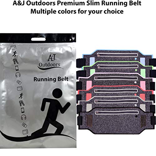 ANJ Outdoors Super Slim Water Resistant Money Belt, Running Belt for Women and Men, Expandable Phone Belt to Hold Cell Phones, Cards, and Money. Ideal Waist Bag Waist Pack for Travel, Sports and Yoga…