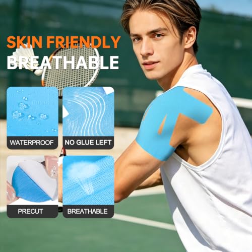 Precut Kinesiology Tape for Shoulder, 20 Pcs, Blue - color: Blue, size: 20 Pcs