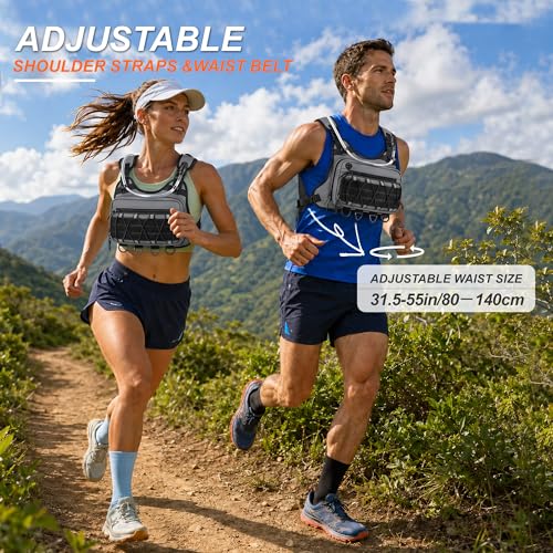 BECOJADDE Running Vest for Men with 2L Water Bladder Tactical Hydration Backpack Adjustable Lightweight Chest Pack for Marathon Hunting Cycling - color: Gray