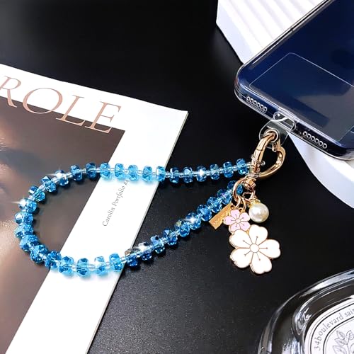 C.J.M.K Beaded Phone Wristband, Lanyard Chain - color: 02-blue