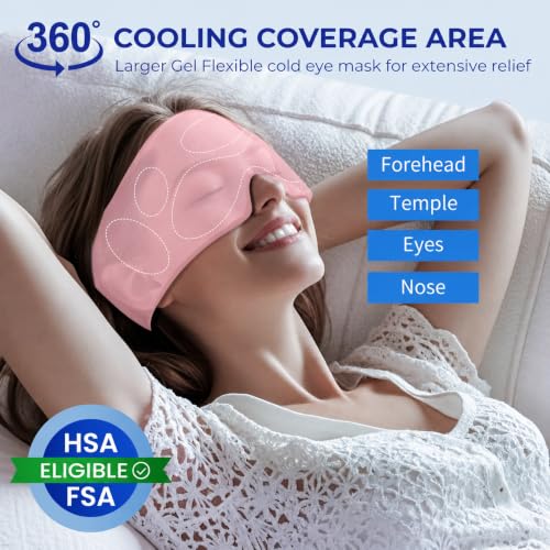 Cooling Gel Eye Mask for Puffy Eyes, Self Care Gift for Women, Pink - color: Pink