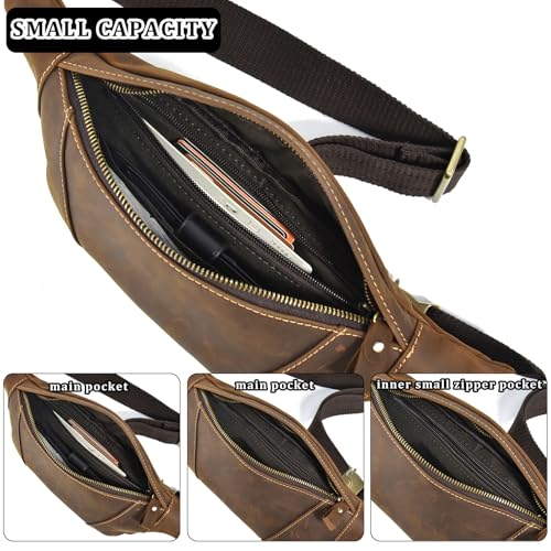 Genuine Leather Fanny Pack for Women & Men, Crossbody Waist Pack with Adjustable Strap, Hiking Hip Bum Belt for Travel, Hiking, Running - color: Brown