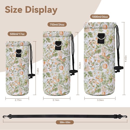 RICHEN Neoprene Water Bottle Carrier Bag with Adjustable Shoulder Strap,Insulated Water Bottle Cover for Stainless Steel/Glass/Plastic Bottles - color: BC-53, size: 500ml