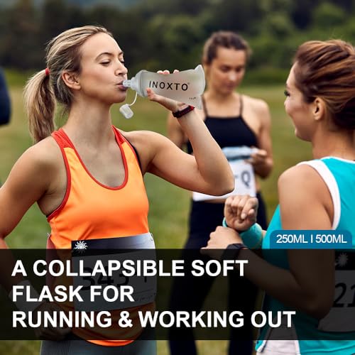 INOXTO Soft Flask,Collapsible Soft Water Bottles for Hydration Vests and Running Packs, Soft Flask Running Bottles for Hiking Cycling(250/500 ml) (2 PCS BIG) - size: 2 PCS BIG