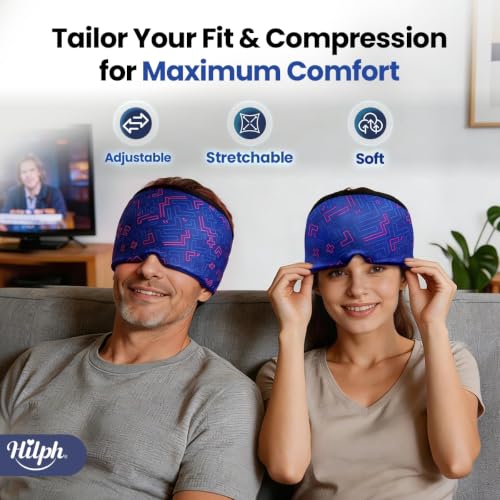 Hilph Adjustable Migraine Relief Cap, Headache Hat with Thickened Gel - style: Cool Blue