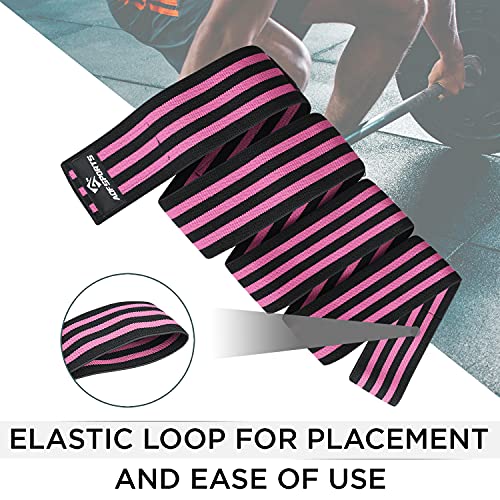 AQF Knee Wraps for Weightlifting Bandage - 78" IPL & USPA Approved (Pair) - color: Blk & Pnk