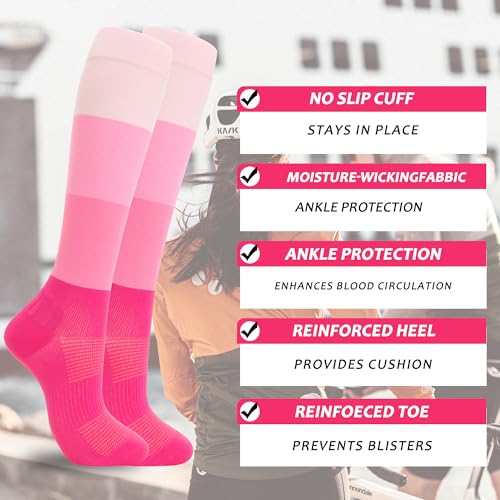 fenglaoda 3 Pairs Compression Socks for Women & Men Knee High Nurse Pregnant Cute Medical Running Travel Athletic - color: 00-3pairs-11, size: Large-X-Large