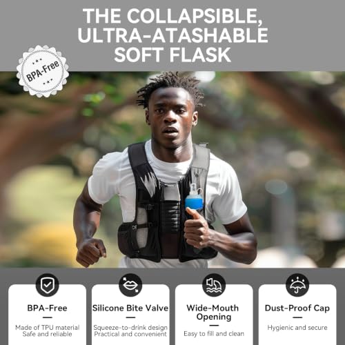 250ml Soft Flask Soft Water Bottle for Running, Hiking, Cycling and Climbing - Blue - color: 250ml, blue