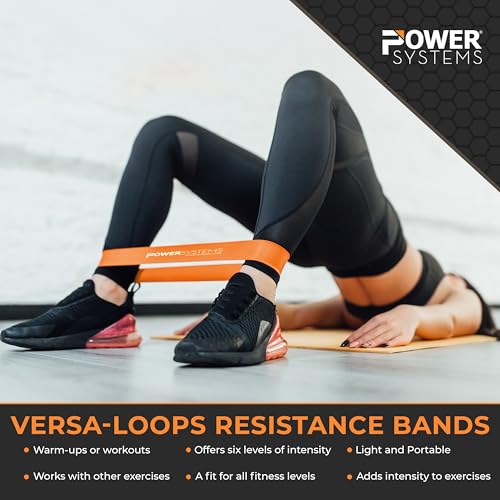 Power Systems Mini Versa Loops – Commercial Grade Resistance Bands for Physical Therapy, Strength & Fitness Training at Home or Gym – Light, Lime Green, 10 Pack