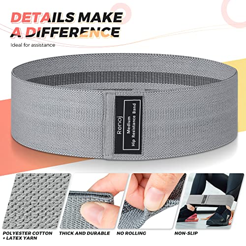 Fabric Resistance Bands for Working Out, 3-Set Exercise Loops for Home Gym - color: Black