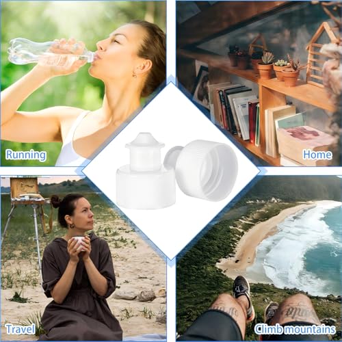 Sieral 20 Pcs 28 mm Push Pull Cap for Water White Bottle Sports Bottle Lid