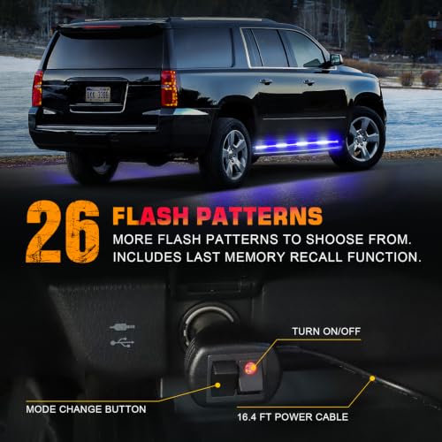 XRIDONSEN 2 Pack 70-Inch Running Board Lights 864 LED Strobe Light Strip - color: Blue/White