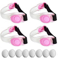 Premium LED Light Up Armband, Reflective Adjustable Wearable Silicone Running Belt Strap/Waterproof Glow in The Dark for Running Jogging Walking Cycling Concert Camping Outdoor Sports - color: Pink - 4 Pack