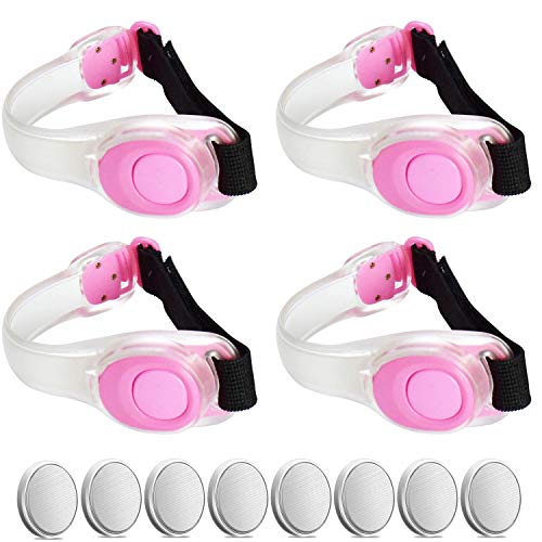 Premium LED Light Up Armband, Reflective Adjustable Wearable Silicone Running Belt Strap/Waterproof Glow in The Dark for Running Jogging Walking Cycling Concert Camping Outdoor Sports - color: Pink - 4 Pack