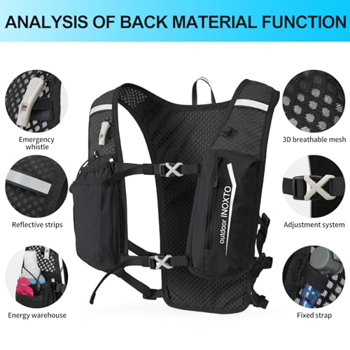 INOXTO Running Hydration Vest Backpack,Lightweight Insulated Pack with 1.5L Water Bladder Bag Daypack for Trail Hiking Running Cycling Race Marathon for Women Men - color: Black white