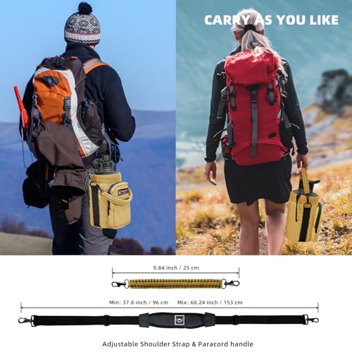 NATURE PIONEOR 26-128 oz Insulated Water Bottle Carrier Holder with Strap - color: Brown, size: 64oz