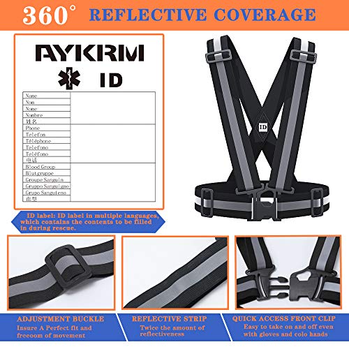 AYKRM 9 color High Visibility Reflective Vest Running Gear High Vis Adjustable Safety Vest - color: Black