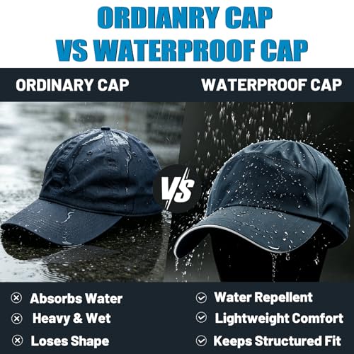Waterproof Baseball Cap for Men Women UPF 50+ Quick-Dry Running Golf Hat - color: Navy Blue