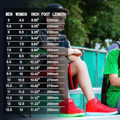 IGxx LED Light Up Shoes for Men Women Sparkly Sneakers High Top - color: Red, size: 9.5 Women/9 Men