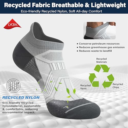 Hylaea Compression Ankle Socks for Running Athletic, Moisture Wicking - color: Grey 6 Pairs, size: X-Large
