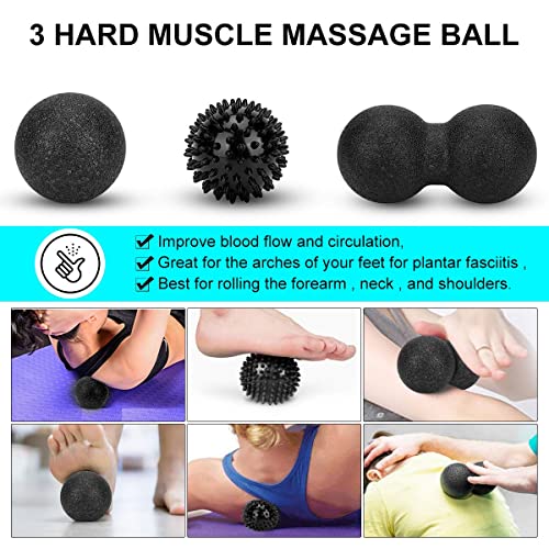Foam Roller Set - High Density Back Roller, Muscle Roller Stick - color: Black 16.5-inch