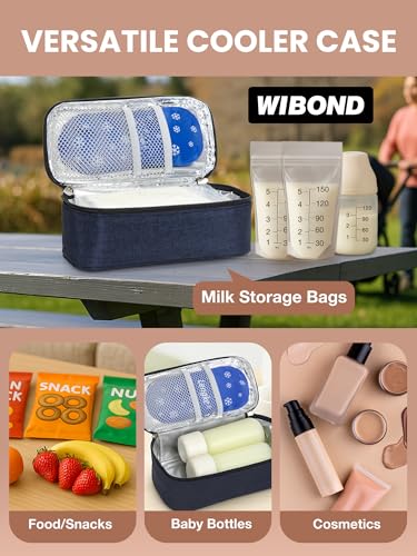 Breast Milk Cooler Travel Bag, Real-Time Temperature Display, Holds 4-6 Breastmilk Storage Bag with 2 Breast Milk Ice Pack, Cooling & Waterproof Portable Cooler for Moms on the Go (Navy Blue) - color: Navy Blue