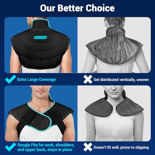 Comfytemp Large Ice Pack for Neck Shoulders Upper Back Pain Relief, Black - color: Black, size: Large