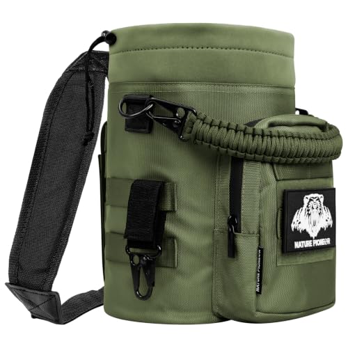 NATURE PIONEOR 32 64 128oz Tactical Water Bottle Pouch, MOLLE Bottle Holder - color: Green, size: 128OZ/YT Half Gallon