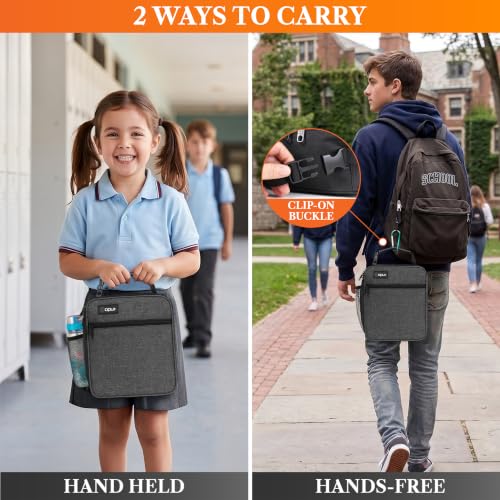 opux Insulated Lunch Box Kid & Adult, Leakproof Soft Cooler Bag, Charchoal - color: Charcoal