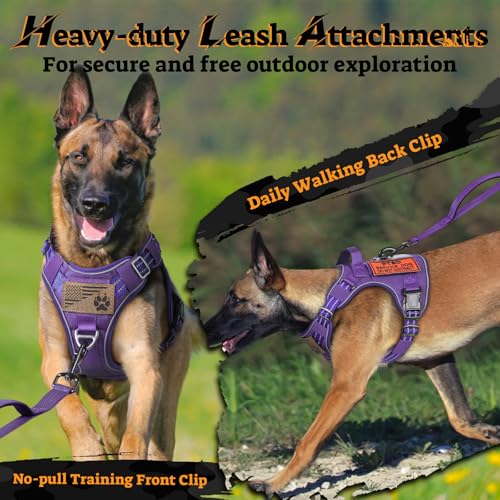 rabbitgoo Tactical Dog Harness for Small Dogs, No Pull Service Pet Vest - color: Purple, size: S(Chest:16.1"-31.5",Neck:15.4"-21.6",Back:7.1")