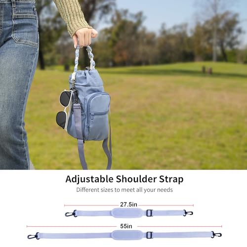 Wongeto Water Bottle Holder with Strap,25oz/40oz/64oz Water Bottle Carrier Sling Bag with Phone Pocket Crossbody Adjustable Shoulder with Hand Strap for Walking - color: Blue