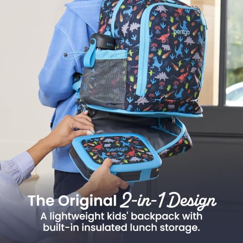 Bentgo Kids 2-in-1 Backpack & Insulated Lunch Bag with Padded Straps - color: Dinosaur, size: Kids Large