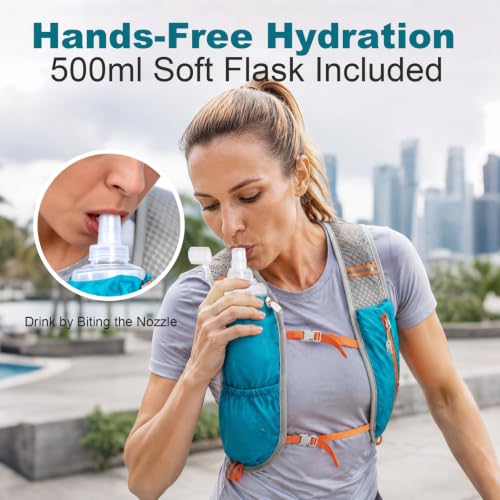 IEJ Running Hydration Vest with 500ml Soft Flask for Marathon - color: Blue