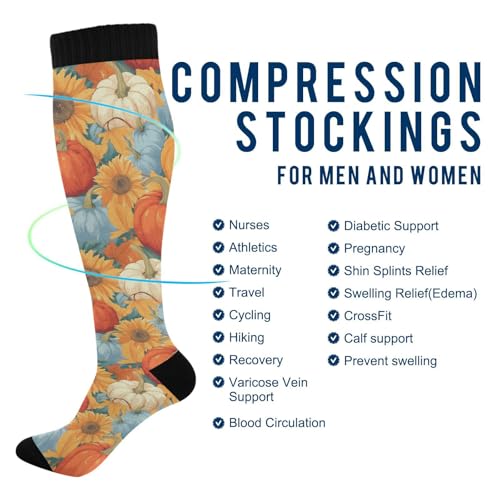 Wusikd Cats Compression Socks for Women and Men Circulation Cute Long Socks for Athletic Running 1 - color: Fall