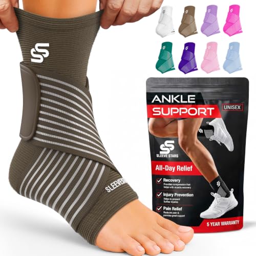 Sleeve Stars Ankle Brace Men & Women Support (Single/M:10"-12"/Dark Brown) - color: Dark Brown, size: Medium