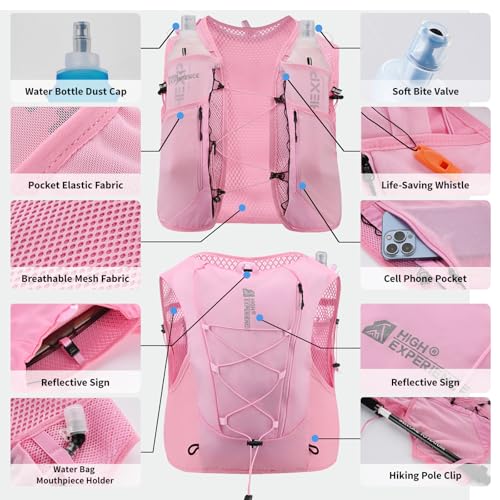 Running Vest for Women Lightweight Hydration Packable - color: Pink 5L, size: Small