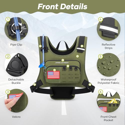 Maelstrom Hydration Running Vest with 2L Water Bladder for Men Women - color: Army Green