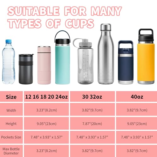 Water Bottle Holder with Strap, 18-32oz Water Bottle Carrier Sling Bag - color: Red Polka Dots