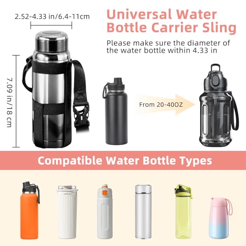 Nuovoware Water Bottle Holder With Strap, 2 Pack, 20-40 oz, Pink+Black - color: Pink+Black, size: 2 PCS