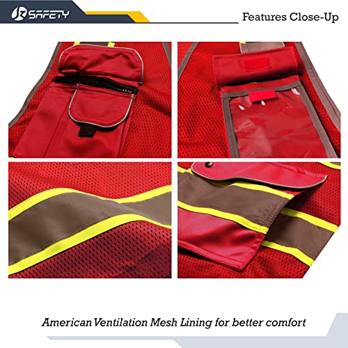 JKSafety Safety Vest for Men Women Reflective Hi Vis JK100 Red M - color: 100-redt1, size: Medium