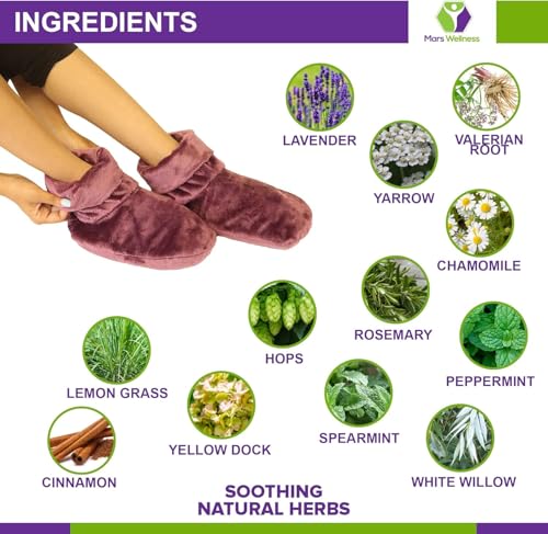 MARS WELLNESS Heated Microwavable Booties - Microwave Slipper Warmers - color: Mauve, size: Pack of 3