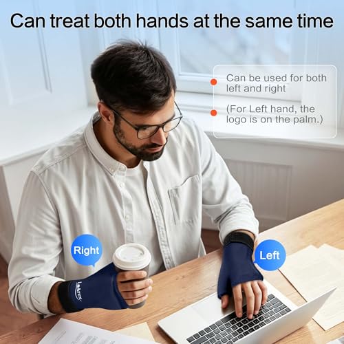 Wrist Ice Pack Wrap with Thumb Brace 2 Pack, Reusable Gel Hot Cold Therapy Glove for Carpal Tunnel Arthritis Tendonitis, Fits Left Right Hand S/M Blue - color: Blue, size: S/M