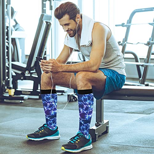 Compression Socks for Women & Men Knee High Socks - color: Blue Electric Lightning