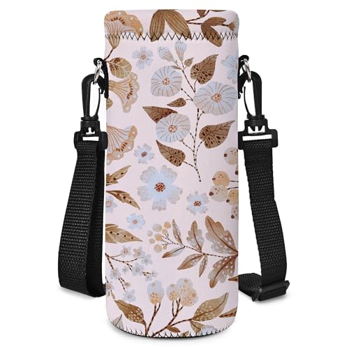 RICHEN Neoprene Water Bottle Carrier Bag with Adjustable Shoulder Strap,Insulated Water Bottle Cover for Stainless Steel/Glass/Plastic Bottles - color: BC-59, size: 500ml