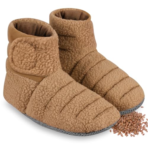 REVIX Microwavable Booties for Cold Feet, Foot Warmers, Mocha S - size: S/M, style: Mocha
