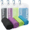 YESLIFE 4-Pack Cooling Towels (40"x 12"), Cooling Neck Wraps, Ice Towel - color: Light Blue, Green, Purple, Black