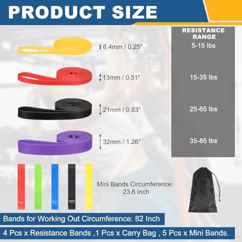 Resistance Bands for Working Out - color: Yellow/Red/Black/Purple, Green/Blue/Yellow/Red/Black