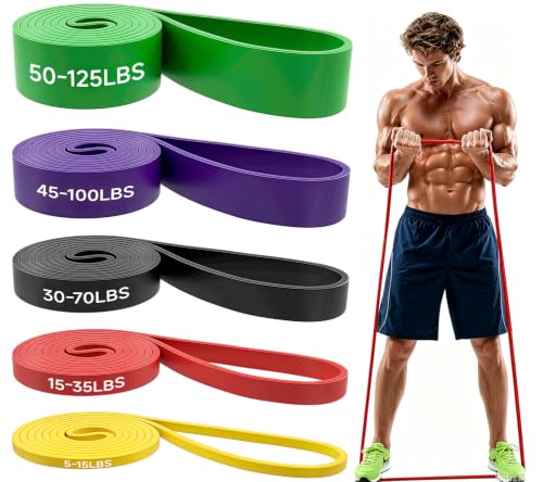 Pull Up Assistance Bands, Heavy Duty Exercise Bands for Working Out - color: yellow+red+black+purple+green