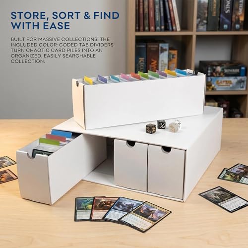 MTG Card Storage Box, Cardboard Trading Card Box W/ Dividers for Sports TCG - color: White-12 drawers/3 Sets